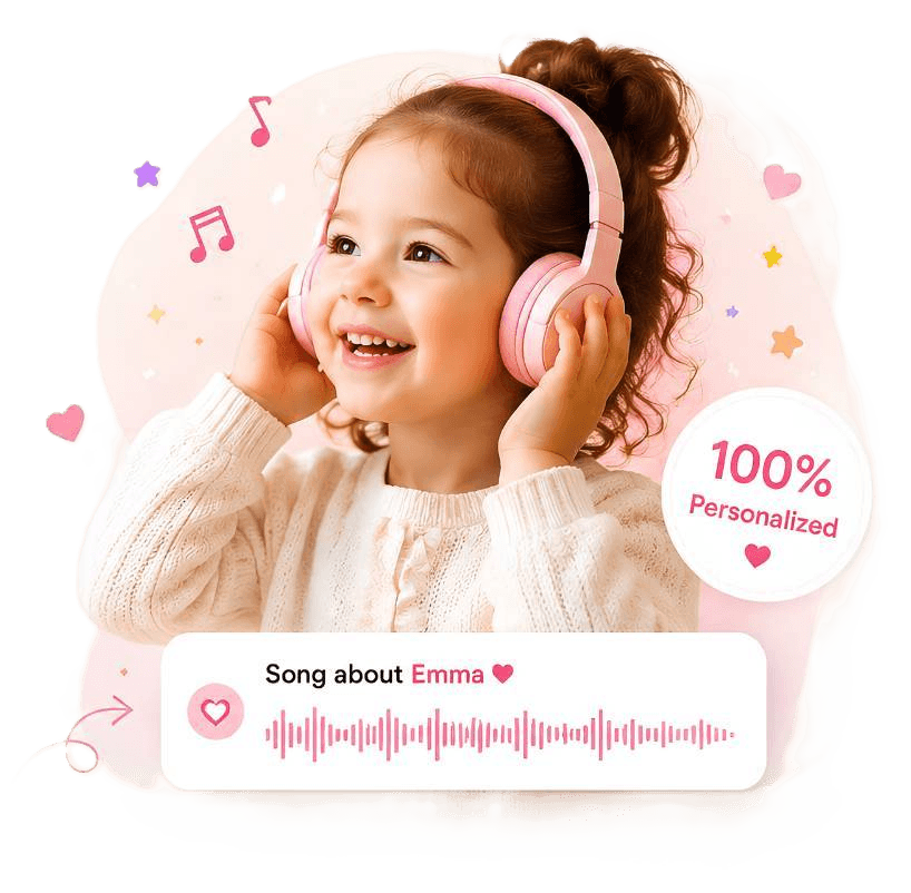 Happy child listening to music